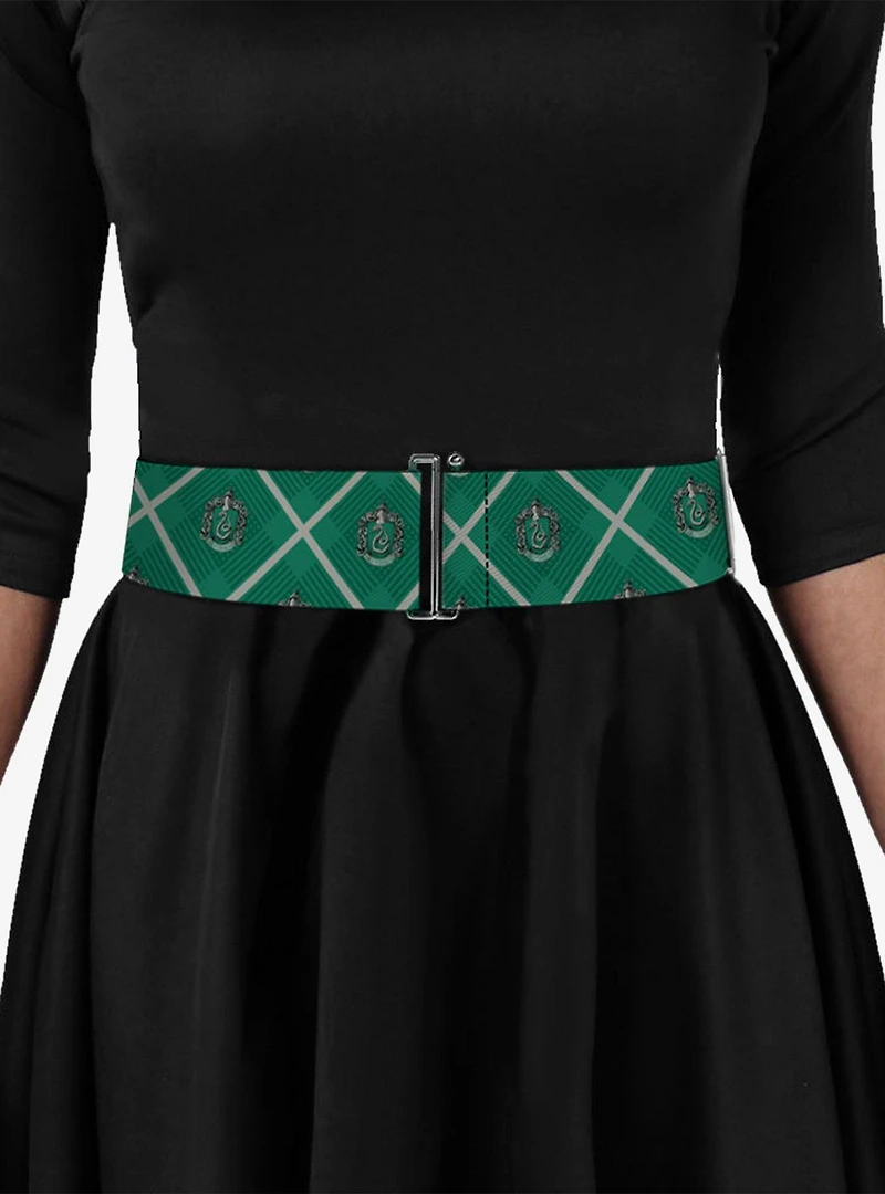 Harry Potter Slytherin Crest Plaid Cinch Belt