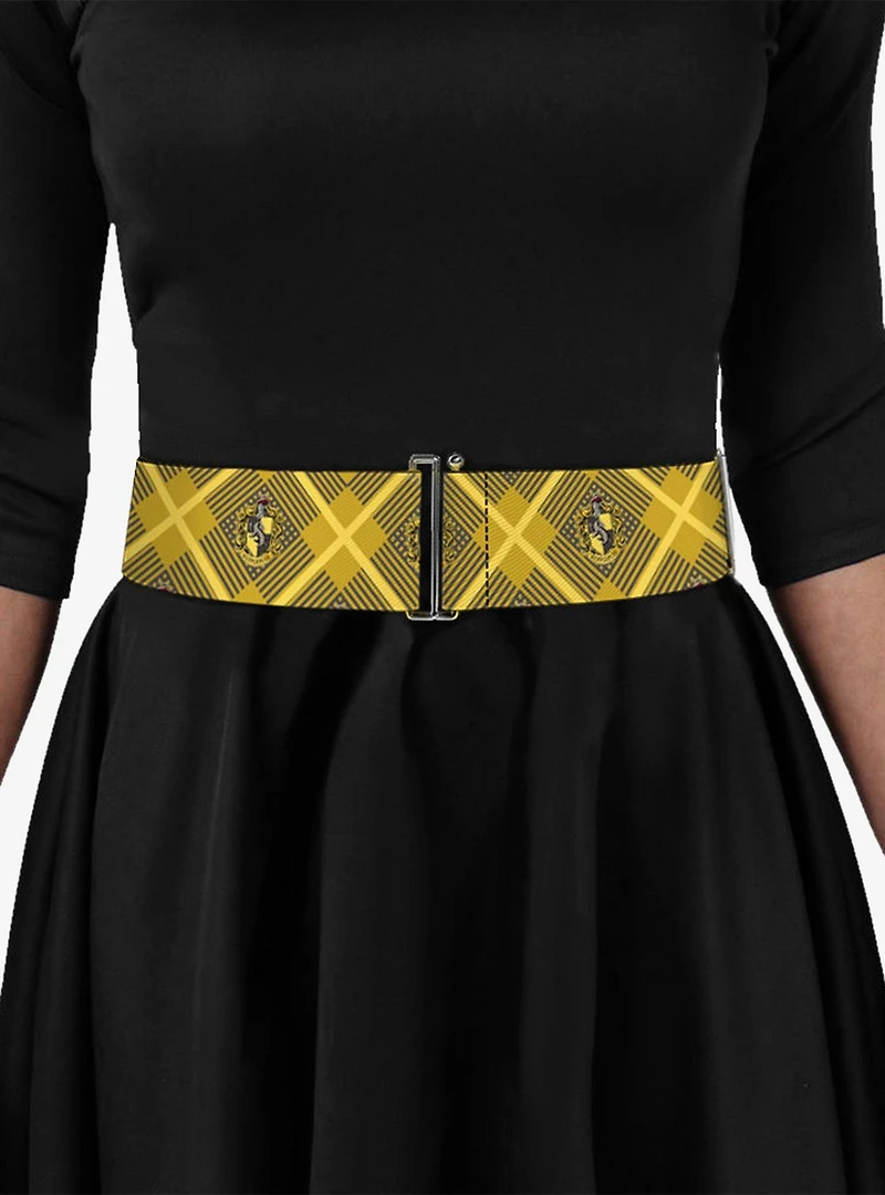 Harry Potter Hufflepuff Crest Plaid Cinch Belt