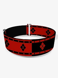 DC Comics Harley Quinn Diamonds Stripe Split Red Black Cinch Belt