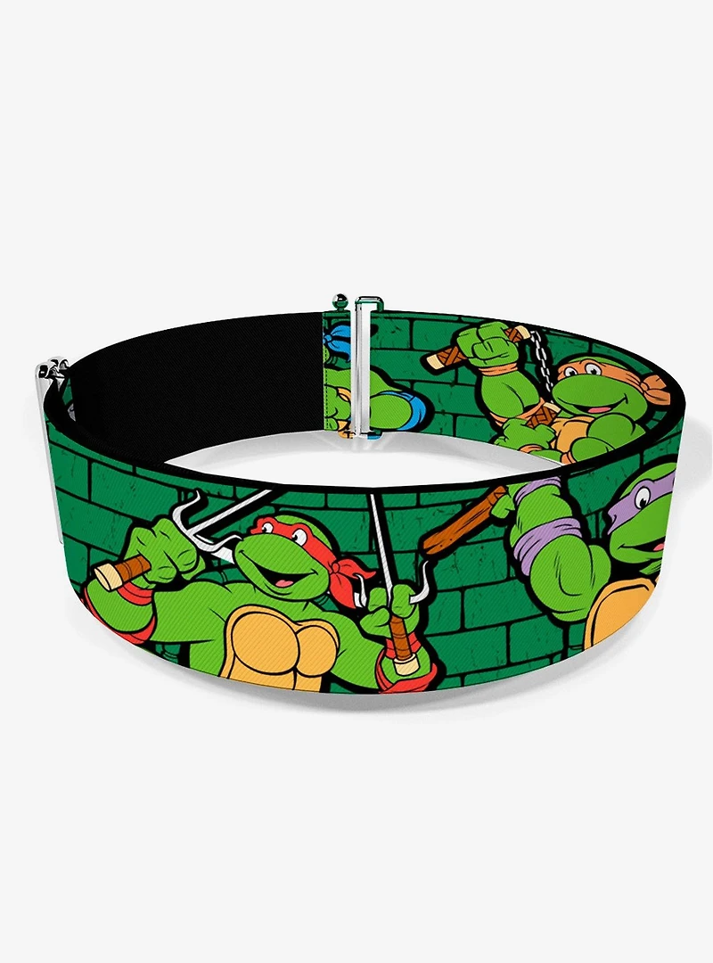 Teenage Mutant Ninja Turtles Group Pose TMNT Green Brick Wall Cinch Belt