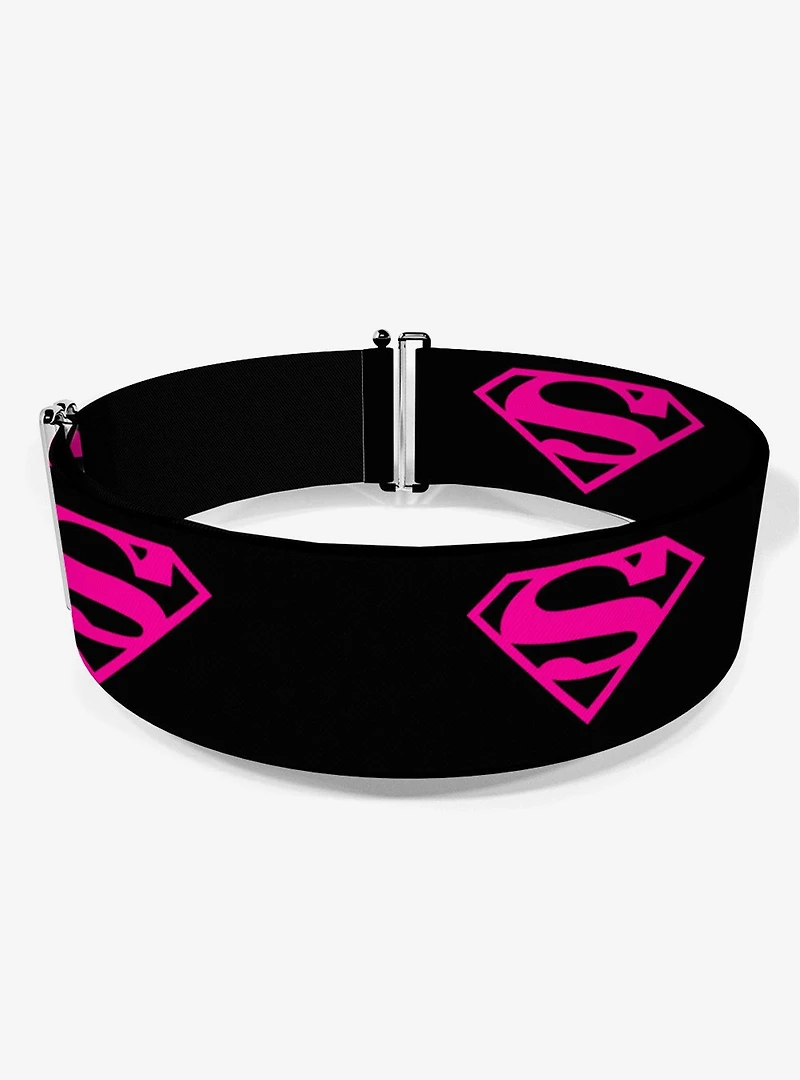 DC Comics Superman Shield Black Hot Pink Cinch Belt