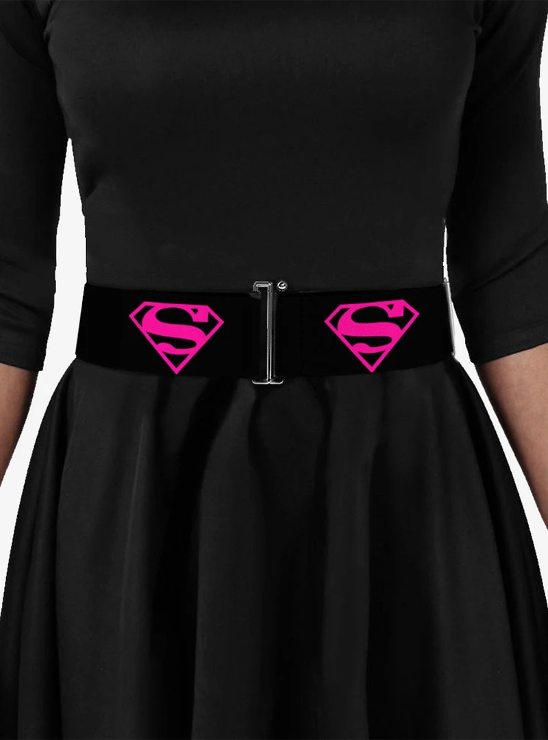 DC Comics Superman Shield Black Hot Pink Cinch Belt