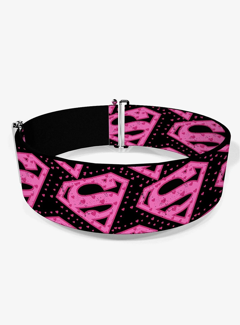 DC Comics Superman Diagonal Logo Hearts Cinch Belt