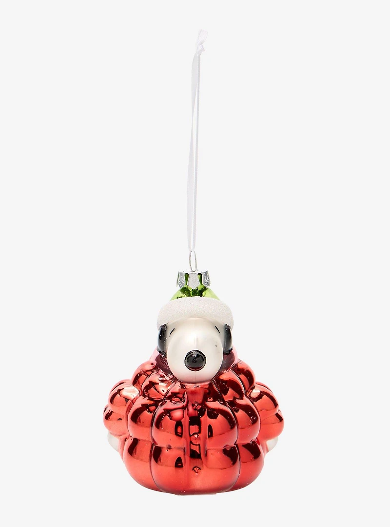 Hallmark Peanuts Puffer Jacket Snoopy Glass Ornament