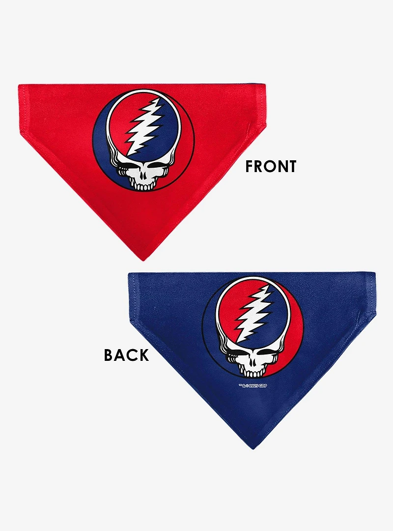 Grateful Dead Steal Your Face Logo Centered and Slip On Collar Pet Bandana - Bandana Only