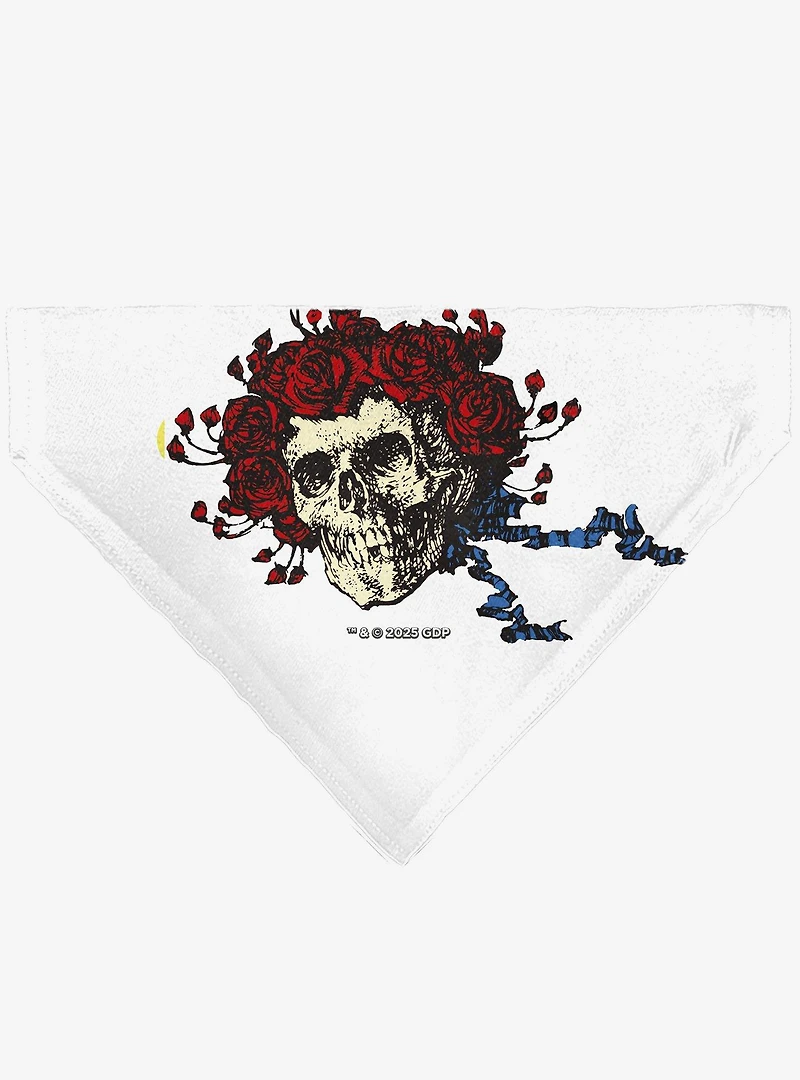 Grateful Dead Skull and Rose Face Slip On Collar Pet Bandana - Bandana Only
