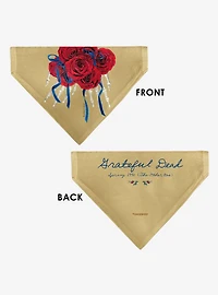 Grateful Dead The Other One Roses and Text Tan Slip On Collar Pet Bandana - Bandana Only