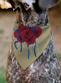 Grateful Dead The Other One Roses and Text Tan Slip On Collar Pet Bandana - Bandana Only