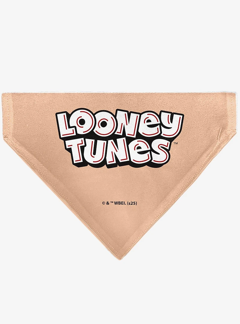 Looney Tunes Porky Pig Face Close Up Peach Slip On Collar Pet Bandana - Bandana Only
