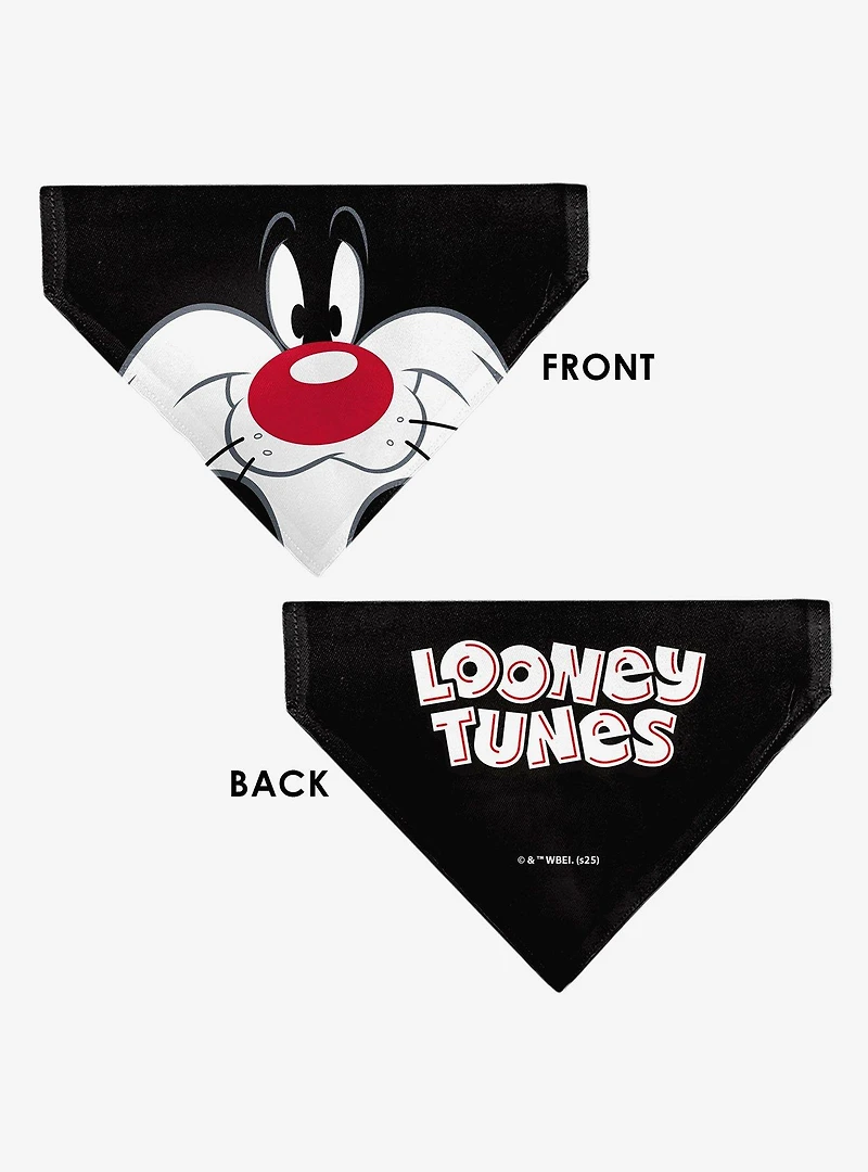 Looney Tunes Sylvester The Cat Face Close Up Slip On Collar Pet Bandana - Bandana Only