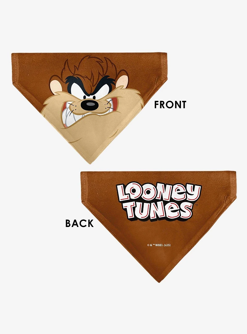 Looney Tunes Taz Tasmanian Devil Face Close Up Slip On Collar Pet Bandana - Bandana Only