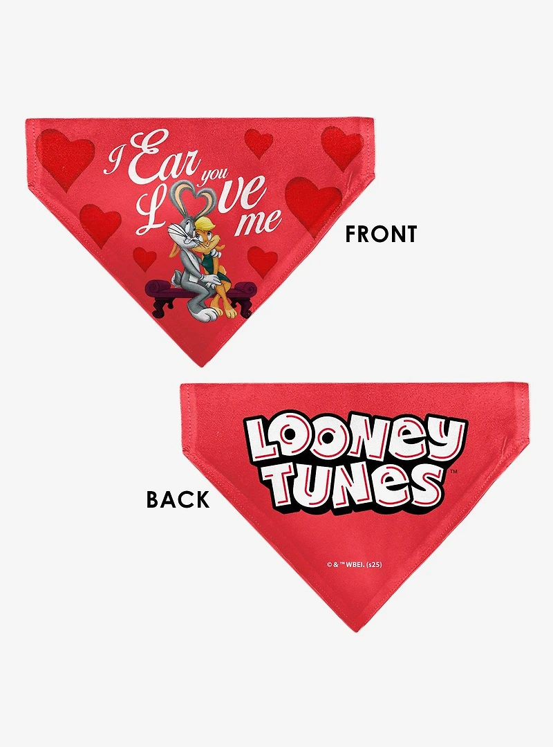 Looney Tunes Bugs & Lola I Ear You Love Me Hearts Slip On Collar Pet Bandana - Bandana Only