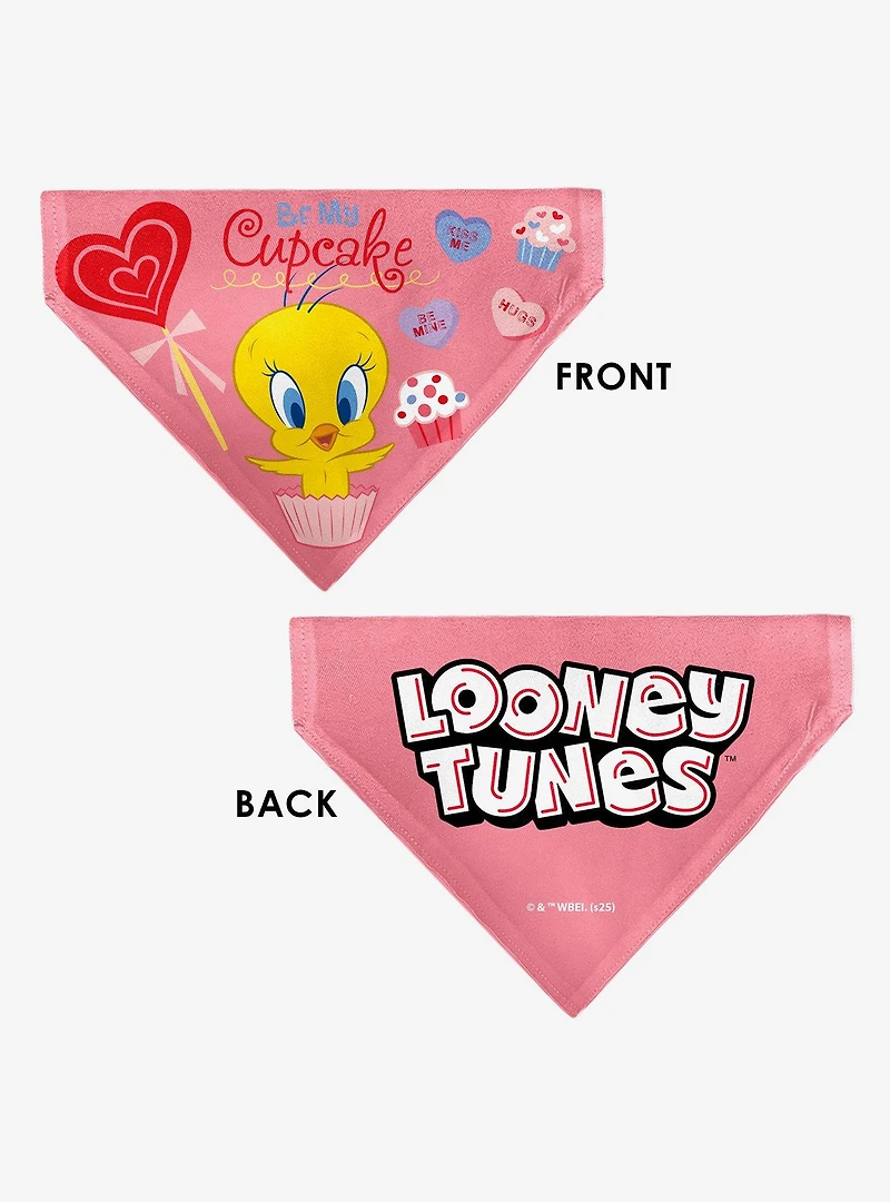 Looney Tunes Tweety Bird Be My Cupcake Sweets Pose and Title Slip On Collar Pet Bandana - Bandana Only