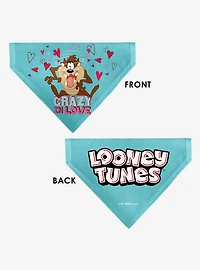 Looney Tunes Taz Tasmanian Devil Crazy In Love Heart Logo Slip On Collar Pet Bandana - Bandana Only