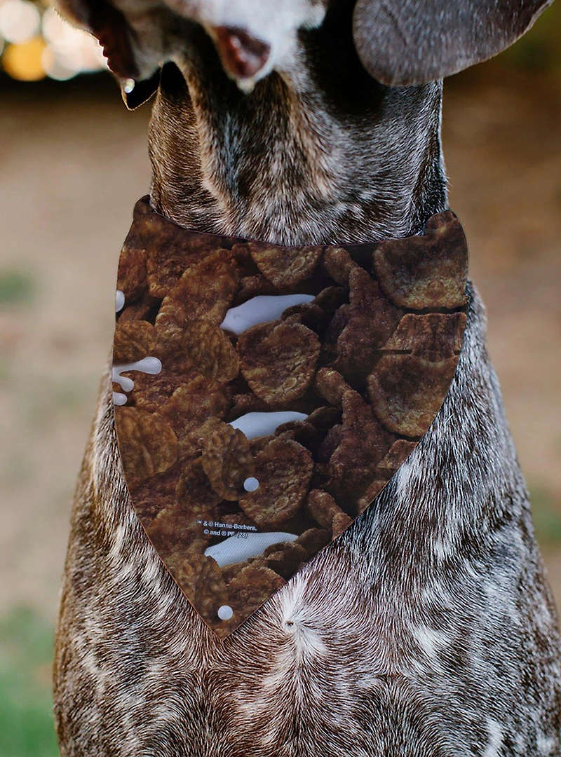 The Flintstones Cocoa Pebbles Fred & Barney Cereal Box Slip On Collar Pet Bandana - Bandana Only