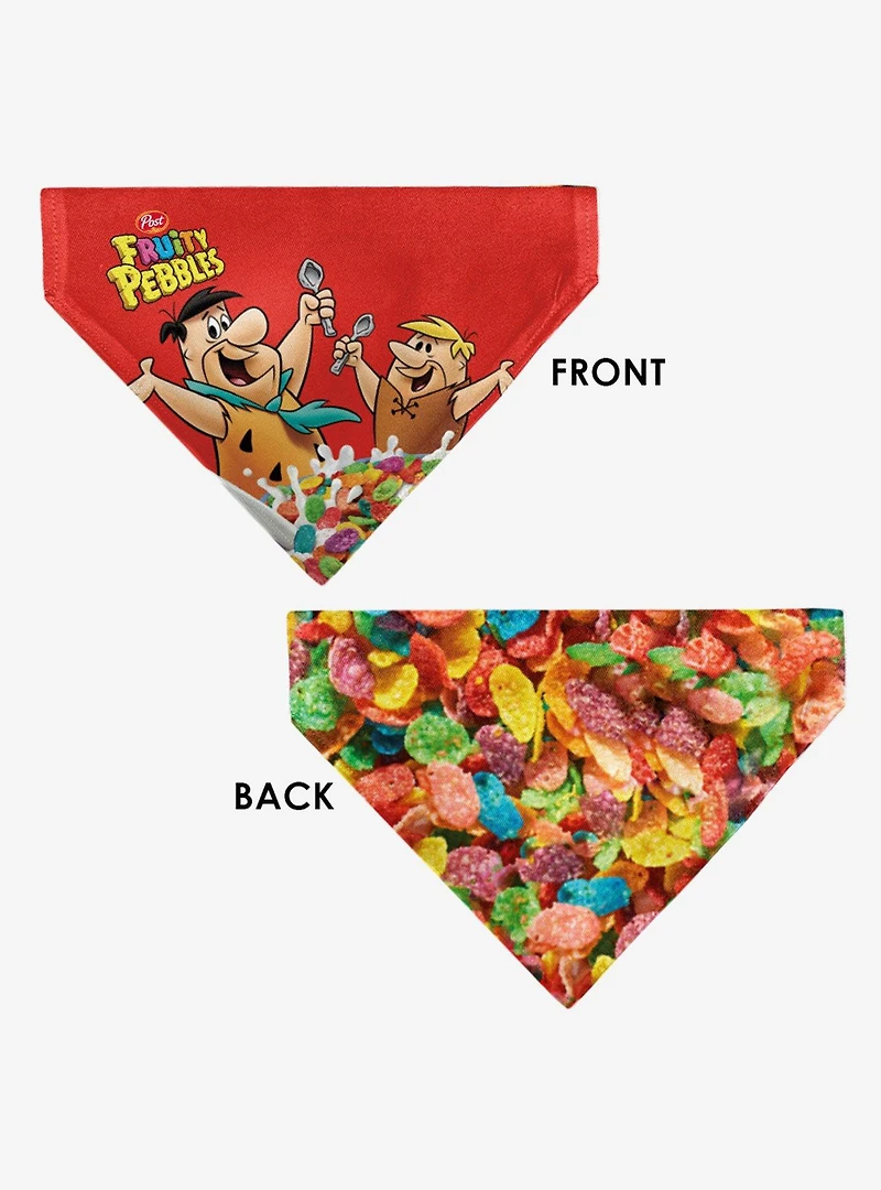 The Flintstones Fruity Pebbles Fred & Barney Cereal Box Slip On Collar Pet Bandana - Bandana Only