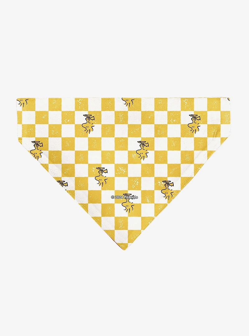 Peanuts Woodstock Pose Checker Slip On Collar Pet Bandana - Bandana Only
