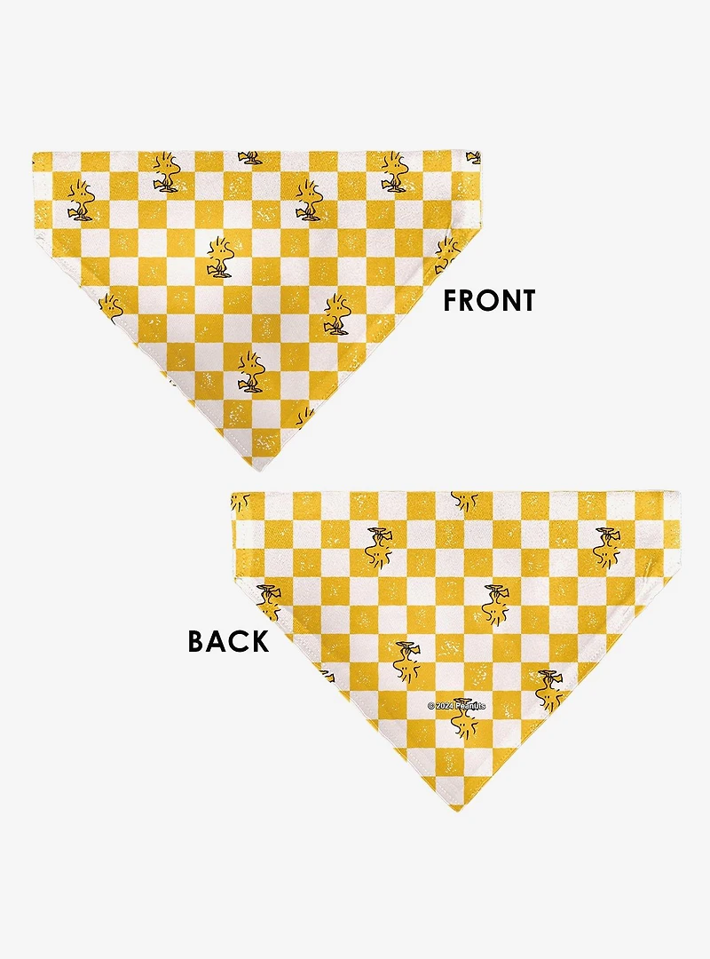 Peanuts Woodstock Pose Checker Slip On Collar Pet Bandana - Bandana Only