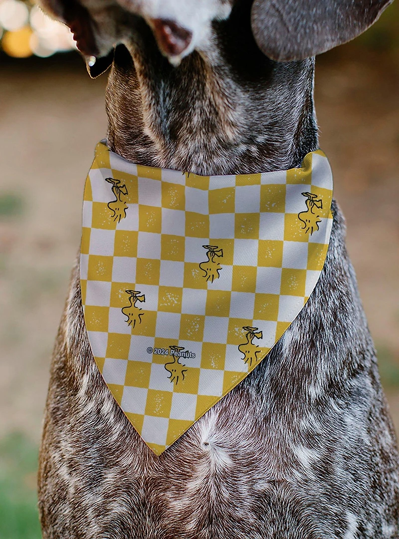Peanuts Woodstock Pose Checker Slip On Collar Pet Bandana - Bandana Only