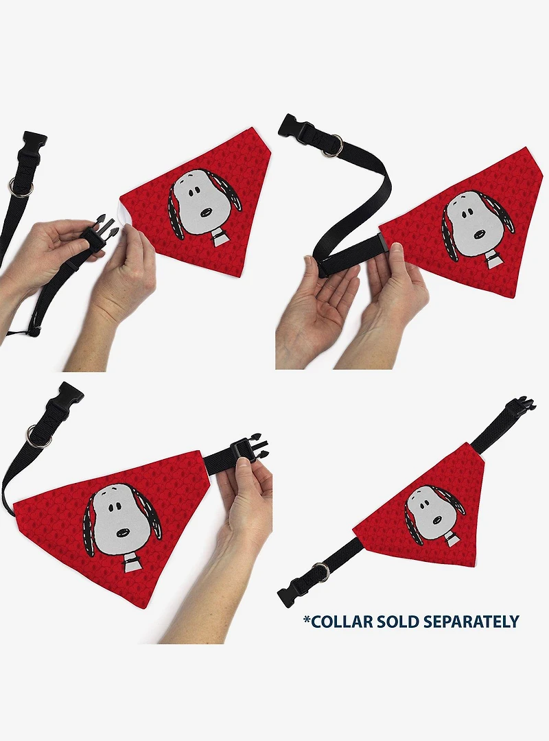 Peanuts Snoopy Face and Profile Slip On Collar Pet Bandana - Bandana Only
