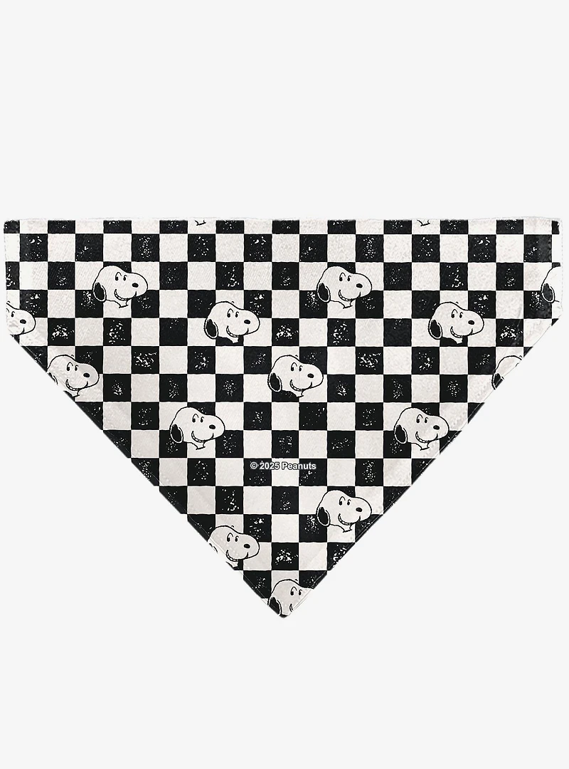 Peanuts Snoopy Smiling Face Checker Slip On Collar Pet Bandana - Bandana Only