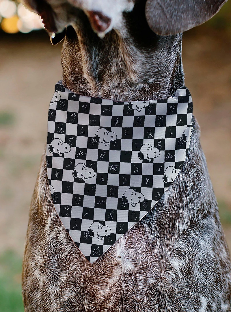 Peanuts Snoopy Smiling Face Checker Slip On Collar Pet Bandana - Bandana Only