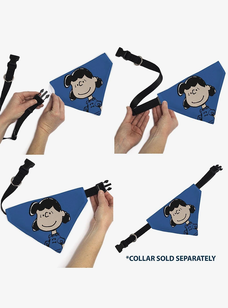 Peanuts Lucy Van Pelt Smiling Face Slip On Collar Pet Bandana - Bandana Only