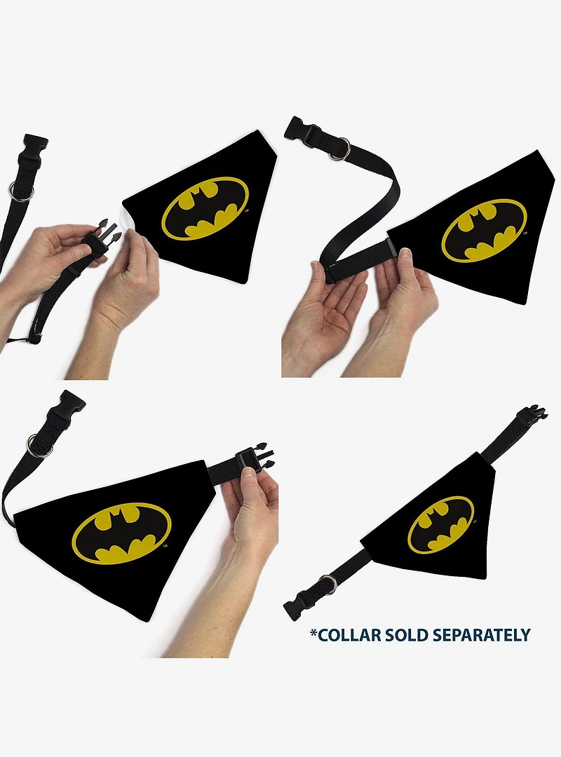 DC Comics Batman Shield Logo Black Slip On Collar Pet Bandana - Bandana Only