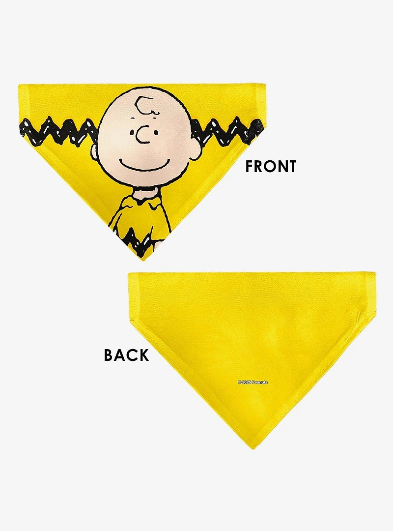 Peanuts Charlie Brown Smiling Face With Stripe Slip On Collar Pet Bandana - Bandana Only