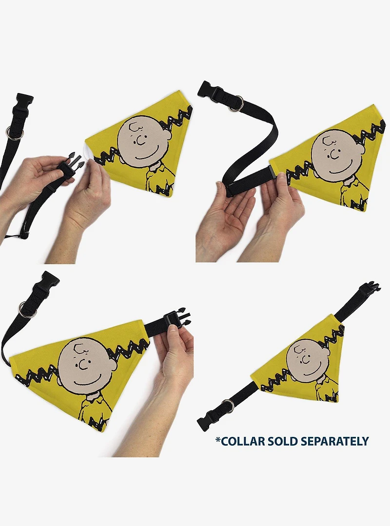 Peanuts Charlie Brown Smiling Face With Stripe Slip On Collar Pet Bandana - Bandana Only