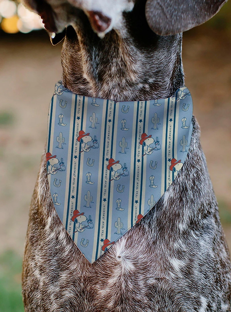 Peanuts Snoopy Yee Haw America and Icons Slip On Collar Pet Bandana - Bandana Only