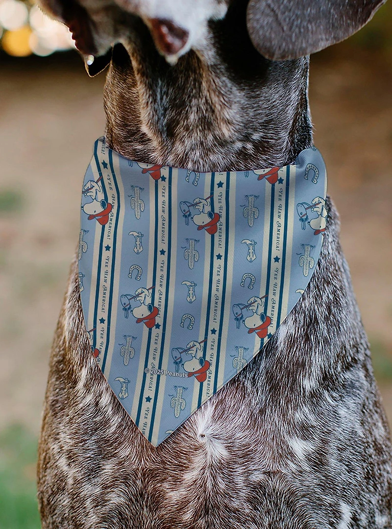 Peanuts Snoopy Yee Haw America and Icons Slip On Collar Pet Bandana - Bandana Only