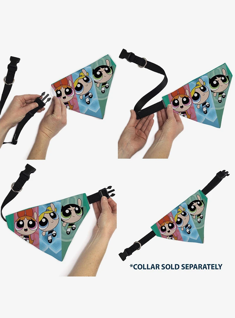The Powerpuff Girls Flight Pose Slip On Collar Pet Bandana - Bandana Only