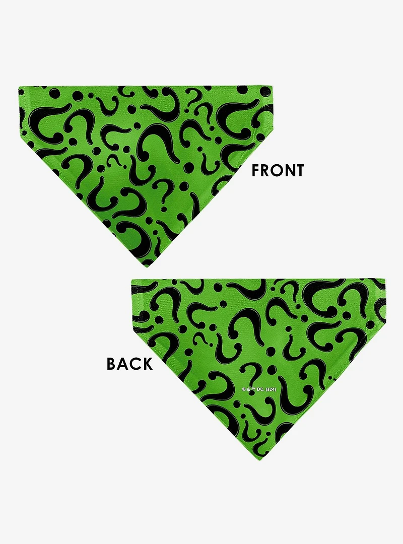 DC Comics The Riddler Question Mark Scattered Black Slip On Collar Pet Bandana - Bandana Only