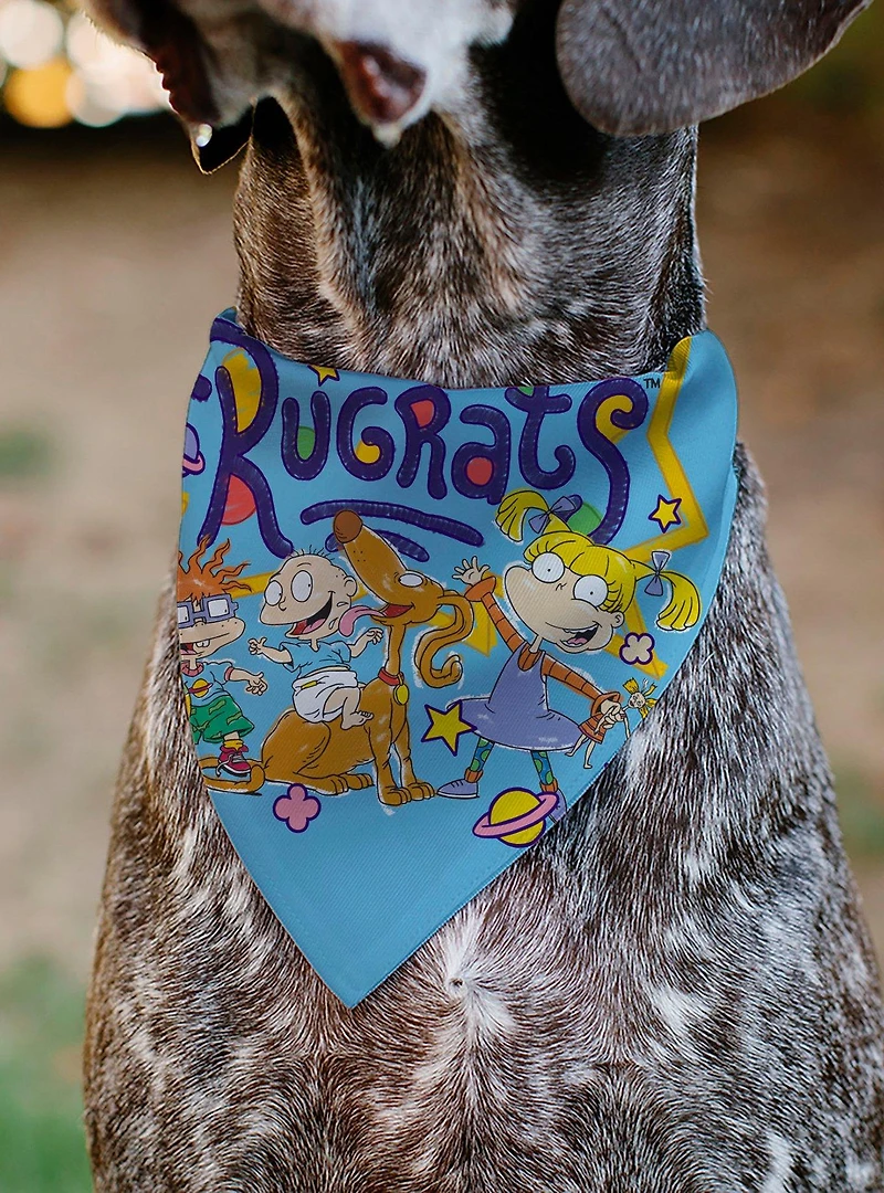 Rugrats Four Character Group Pose and Title Slip On Collar Pet Bandana - Bandana Only