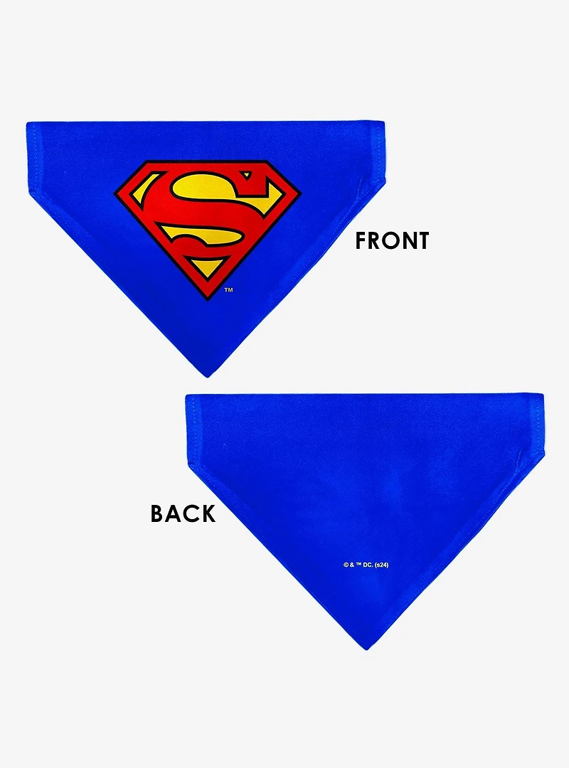 DC Comics Superman Shield Logo Slip On Collar Pet Bandana - Bandana Only