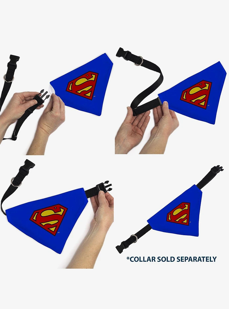 DC Comics Superman Shield Logo Slip On Collar Pet Bandana - Bandana Only