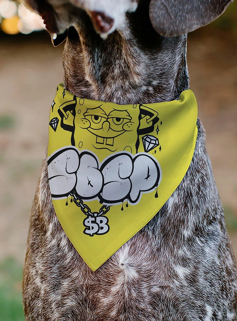 SpongeBob SquarePants Spsp $B Chain Pose Slip On Collar Pet Bandana - Bandana Only