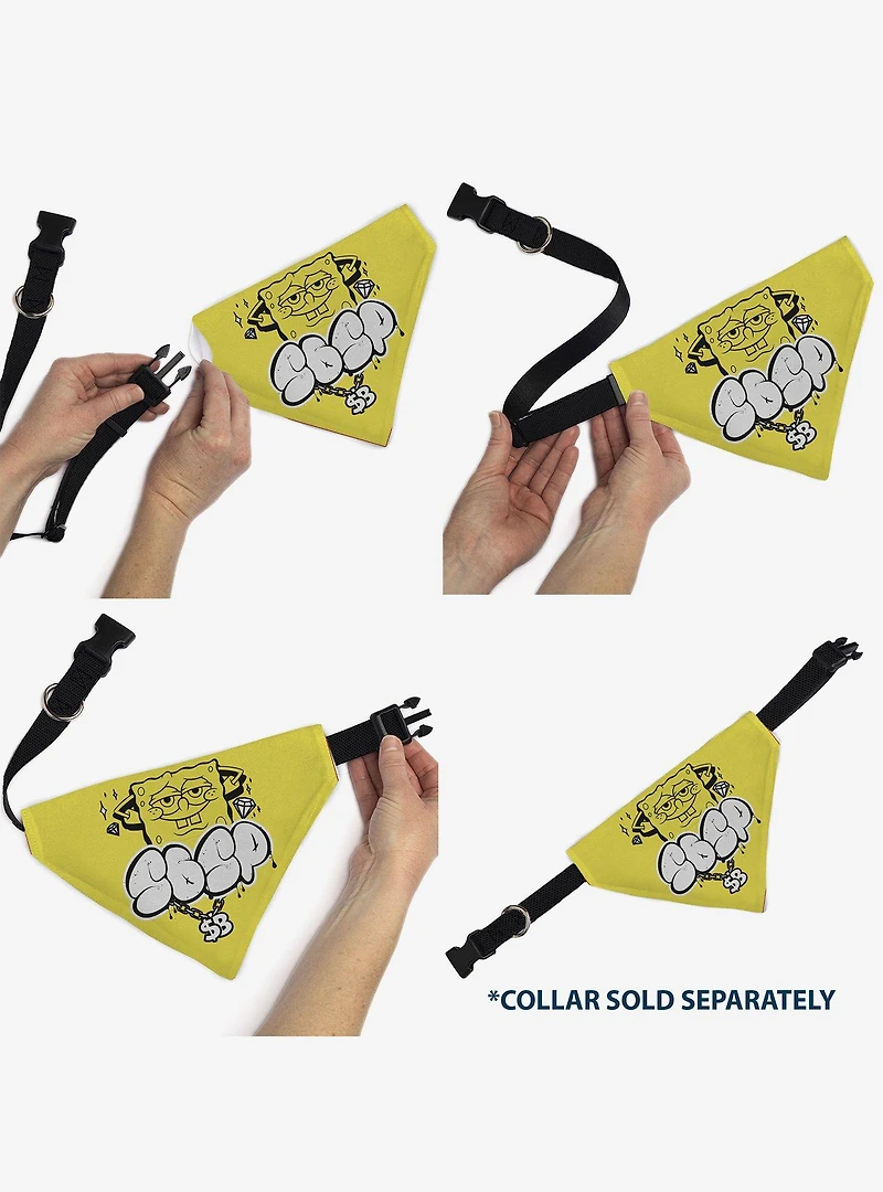 SpongeBob SquarePants Spsp $B Chain Pose Slip On Collar Pet Bandana - Bandana Only