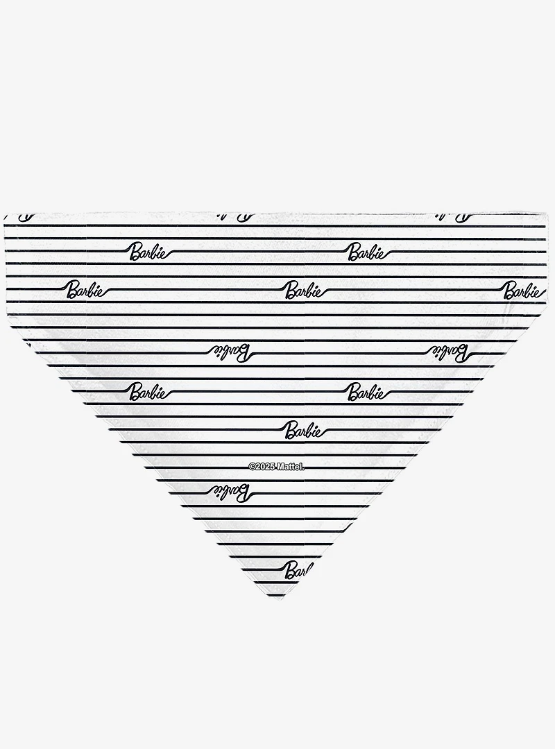 Barbie Script Stripe Black Slip On Collar Pet Bandana - Bandana Only