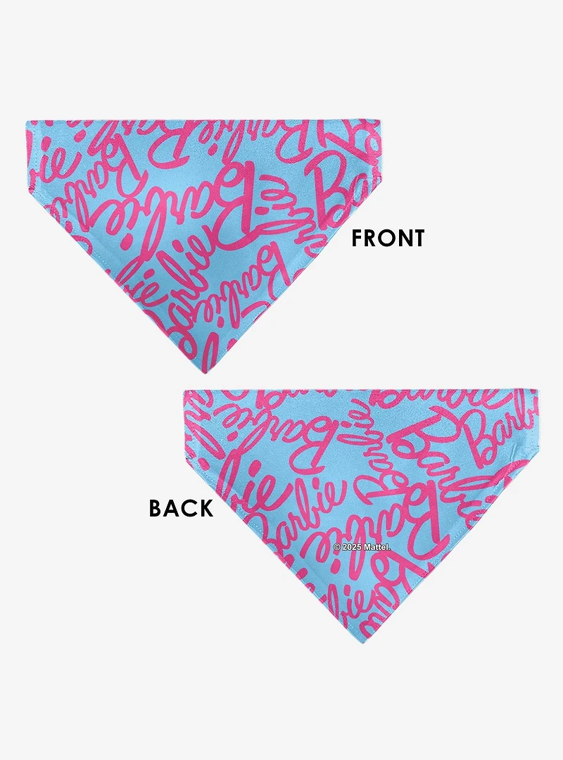 Barbie Autograph Script Scattered Slip On Collar Pet Bandana - Bandana Only