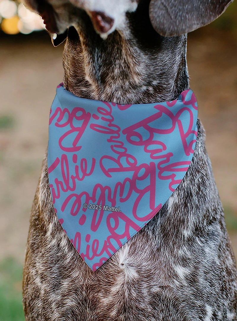 Barbie Autograph Script Scattered Slip On Collar Pet Bandana - Bandana Only