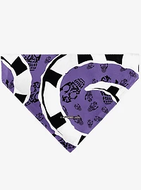 Beetlejuice Sandworm Pose and Skulls Icon Purple Black Slip On Collar Pet Bandana - Bandana Only