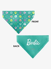 Barbie Paw Print Icons and Script Multi Pastel Slip On Collar Pet Bandana - Bandana Only