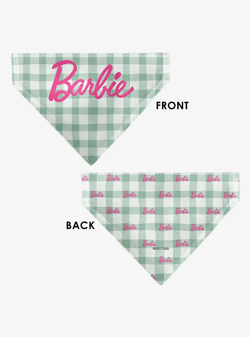 Barbie Script Plaid Beige Slip On Collar Pet Bandana - Bandana Only