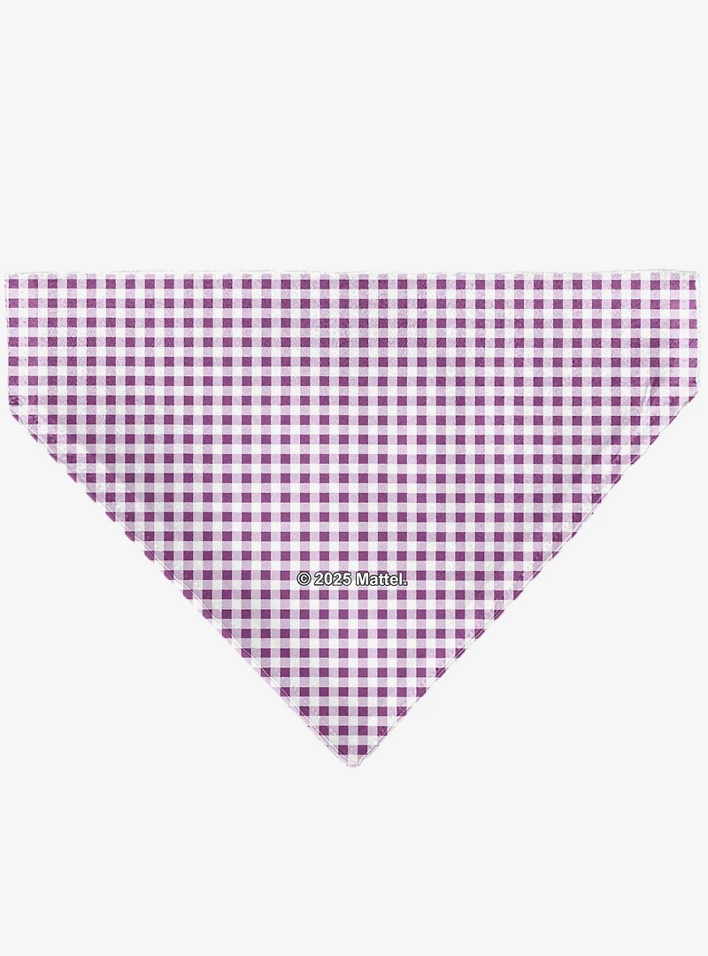 Barbie Heart Text Logo Plaid Slip On Collar Pet Bandana - Bandana Only
