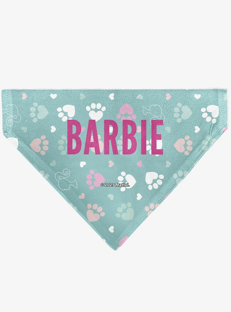 Barbie Bold Text Paw Print Icons Slip On Collar Pet Bandana - Bandana Only