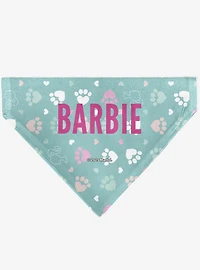 Barbie Bold Text Paw Print Icons Slip On Collar Pet Bandana - Bandana Only