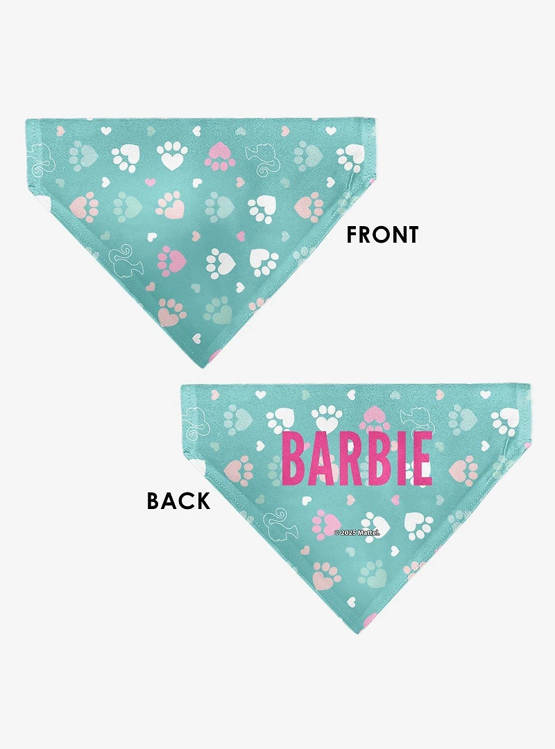 Barbie Bold Text Paw Print Icons Slip On Collar Pet Bandana - Bandana Only