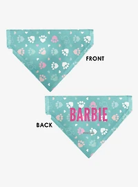 Barbie Bold Text Paw Print Icons Slip On Collar Pet Bandana - Bandana Only